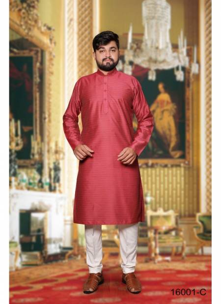 Red Colour Exclusive Pure Silk Festive Wear Mens Kurta 16001-C